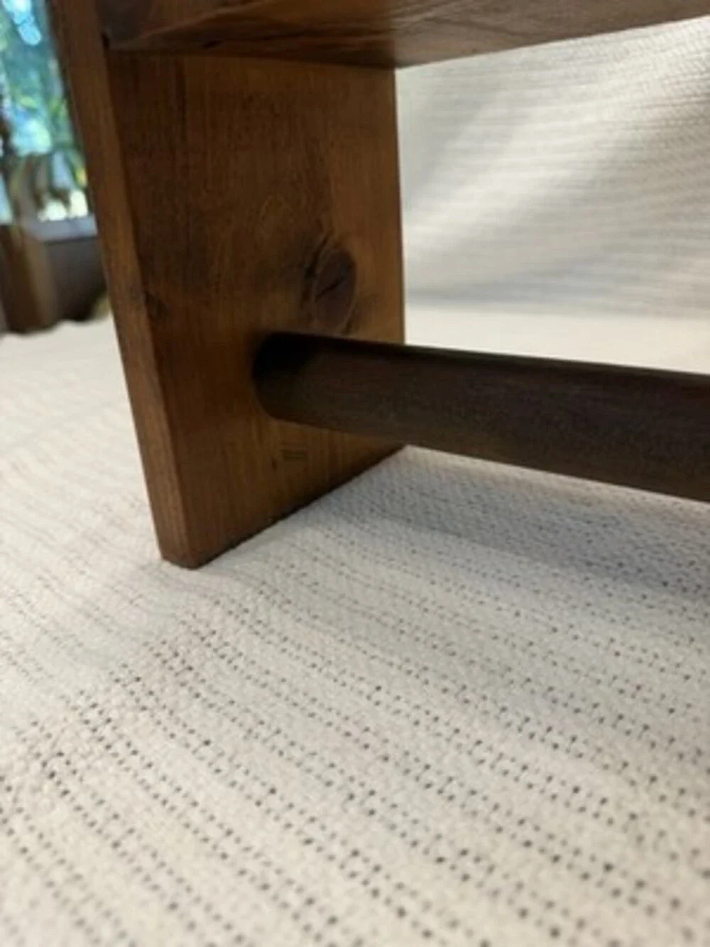 Vtg Solid Wood Wall Shelf Quilt Rack Hanging Bar  37.5” Heart Cutout Cottagecore